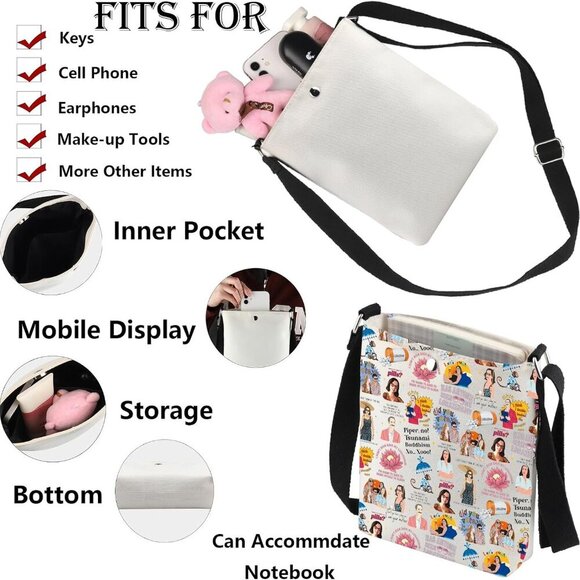 Compact & Lightweight Zippered Crossbody Bag for Daily Essentials - 8.05 in - Picture 3 of 7